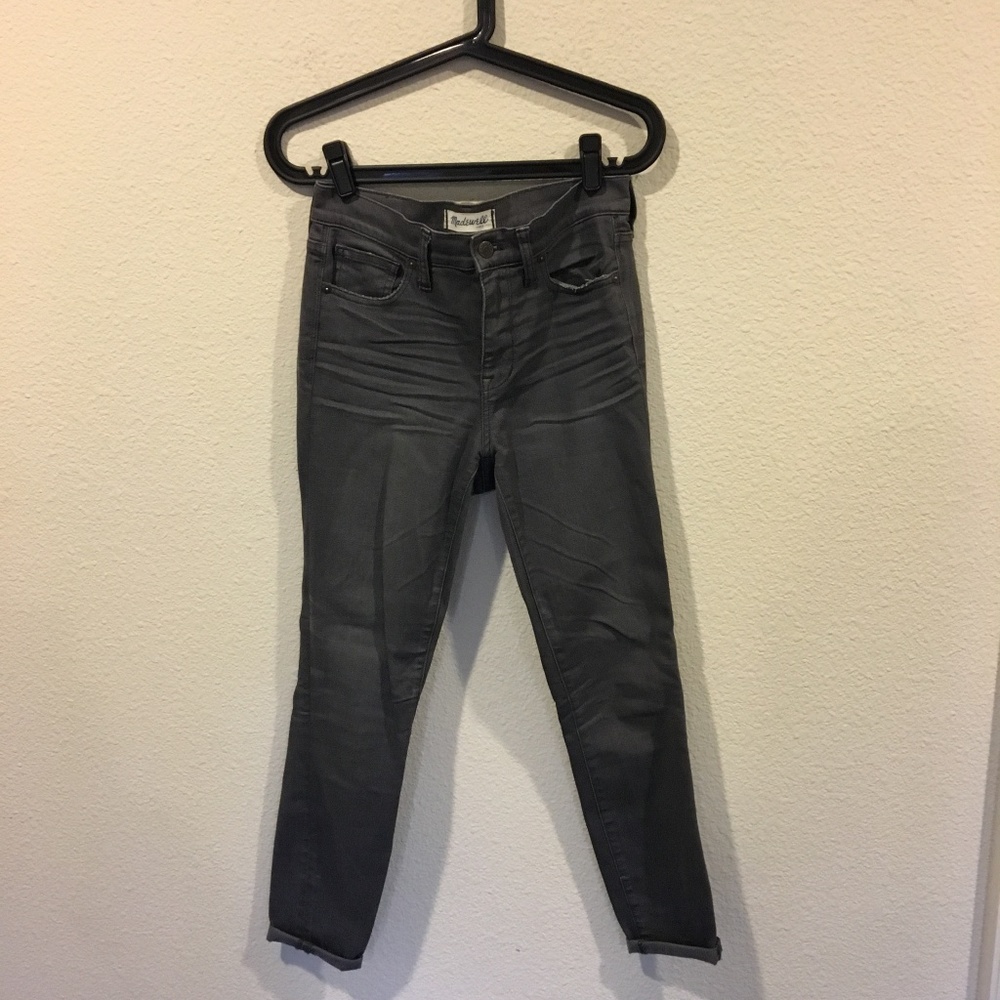 Madewell high riser skinny gray jeans